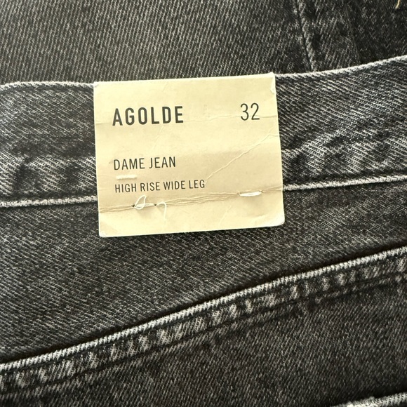 ANTHROPOLOGIE AGOLDE Dame High Rise Cuffed Wide Leg Jeans Carbon Size 32 NEW - Picture 11 of 15